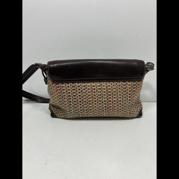 Fossil Woven And Leather Crossbody 75082 With Leather Key - Picture 3 of 8